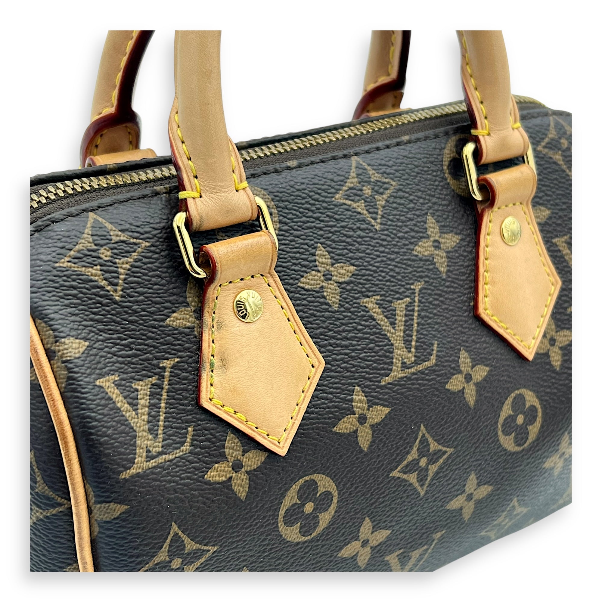Speedy Top Handle Bag 20 Brown in Monogram Coated Canvas, Gold hardware - Image 10