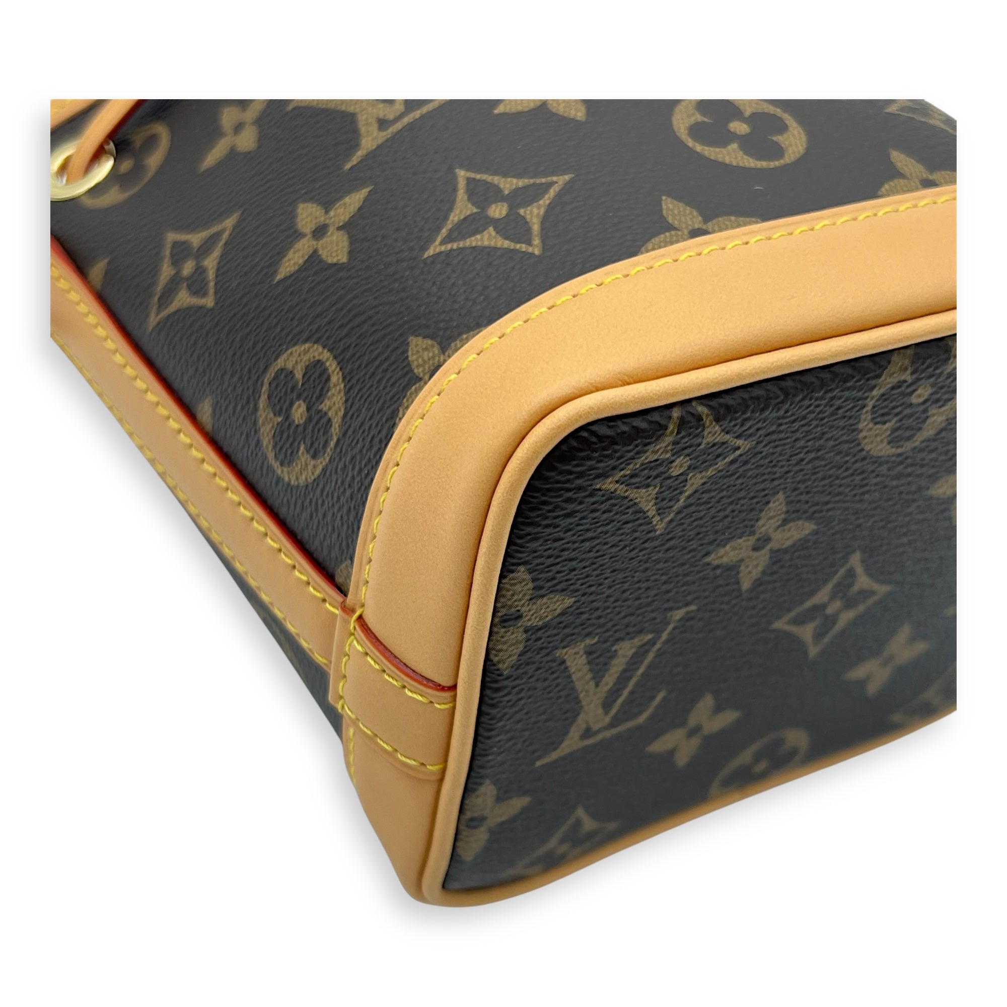 Noe Crossbody Bag Nano Brown in Monogram Coated Canvas, Gold hardware - Image 8